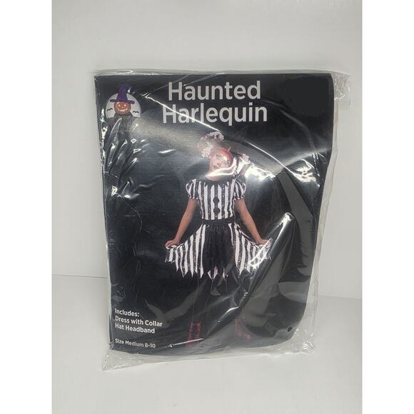 Haunted Harlequin Clown Pierrot Costume Medium 8-10 Old East Main - Picture 1 of 2